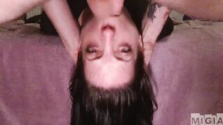 60FPS MiGia gets face destroyed from bawdy mouth fuck (close , upside down)