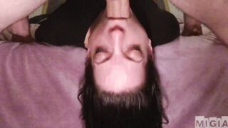 60FPS MiGia gets face destroyed from bawdy mouth fuck (close , upside down)