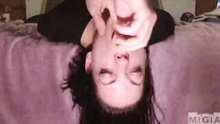 60FPS MiGia gets face destroyed from bawdy mouth fuck (close , upside down)