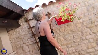 Granny from UK Caroline feeding her old snatch