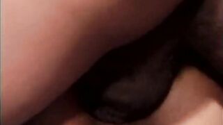Curvy ebony with tight ass rides a long black cock