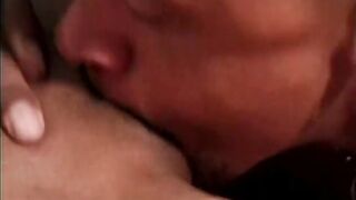 Curvy ebony with tight ass rides a long black cock