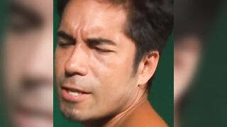 Busty bitch fucks bi-raunchy male with thong-on, then gets vagina screwed during trio