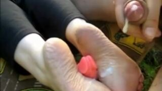 foot showered with cum compilation